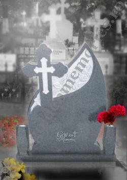 Cruce funerara lacrima din granit gri inchis