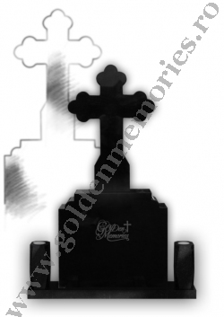 Monument funerar clasic cu cruce trifoi Negru